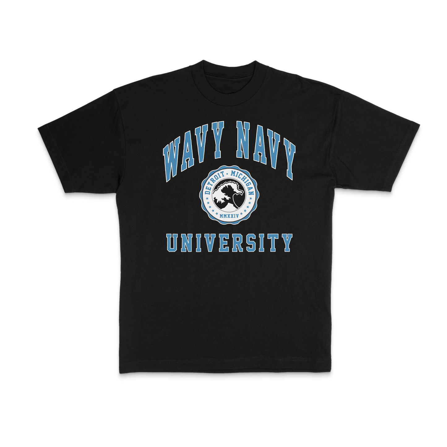 Wavy Navy University T-Shirt (Black)