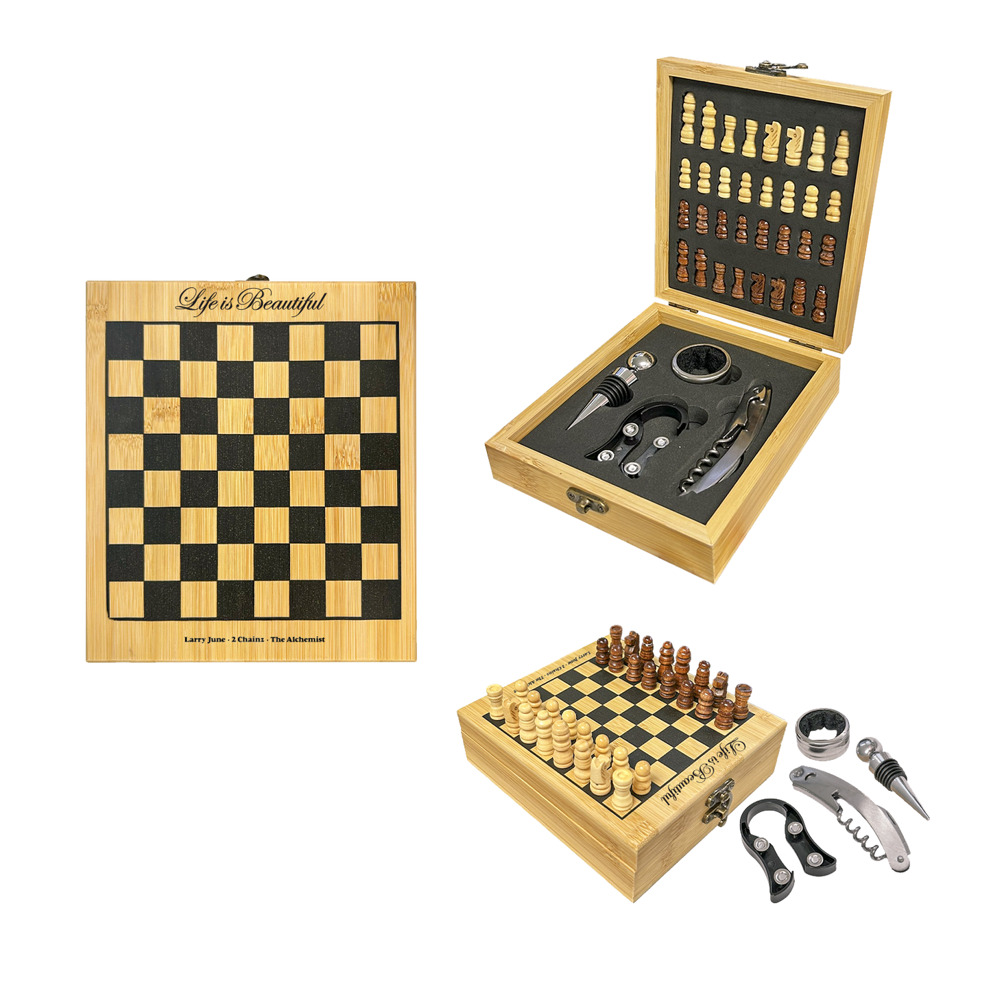 Life is Beautiful Chess & Wine Set