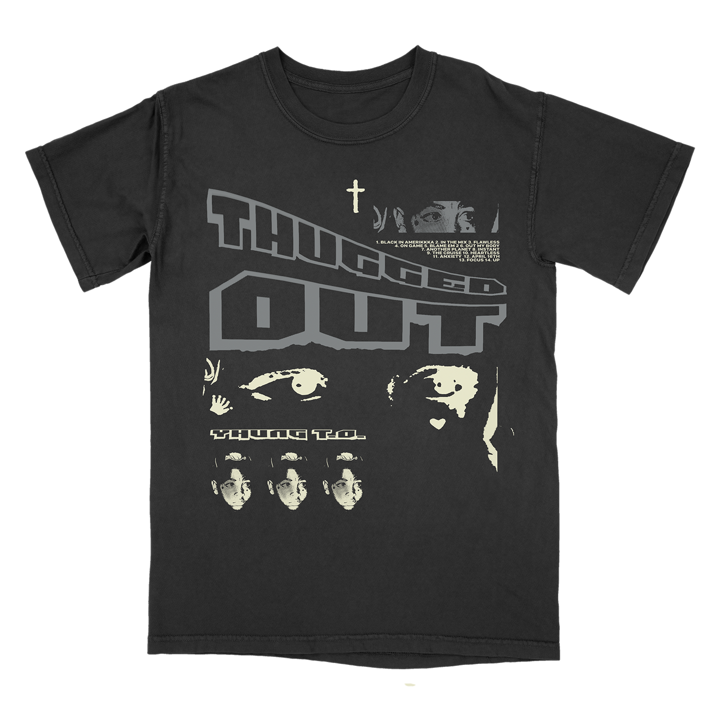 Yhung T.O. - Thugged Out Cross Black T-Shirt